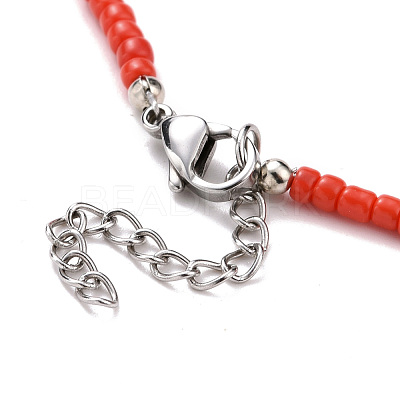 7 Pcs 7 Colors Chakra Jewelry Glass Seed Beaded Necklaces Set NJEW-JN03803-1