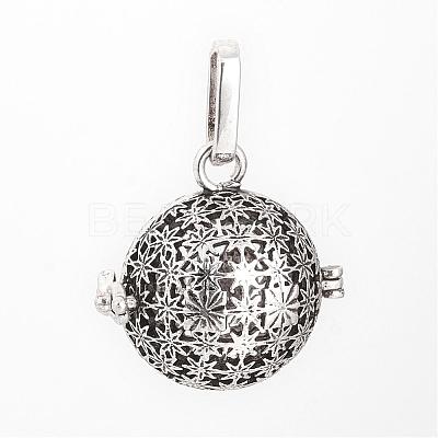 Brass Cage Pendants KK-R036-21AS-1