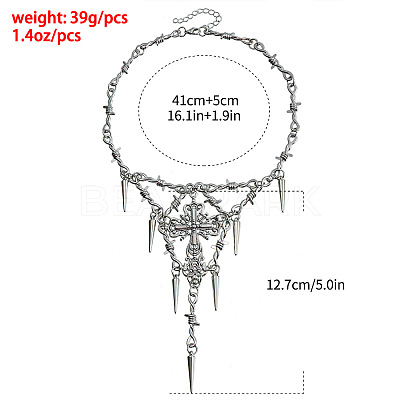 Gothic Style lloy Spike and Cross Bib Necklaces for Women FS-WGA9465-01-1