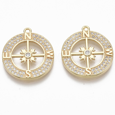 Brass Micro Pave Cubic Zirconia Pendants KK-R130-016G-NF-1