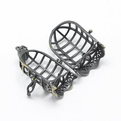 Brass Rack Plating Cage Pendants KK-F722-41AB-RS-1