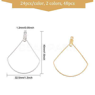 48Pcs 2 Color 304 Stainless Steel Wire Pendants STAS-CA0002-04-1