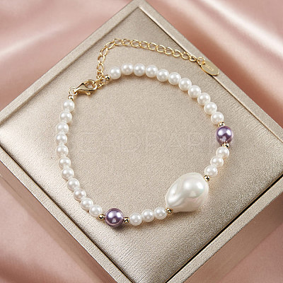 Shell Pearl Beaded Bracelets BJEW-L692-007G-1