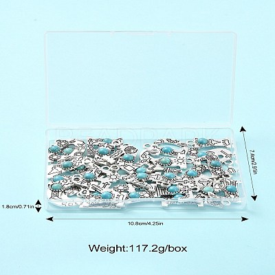 26Pcs 26 Styles Alloy with Resin Imitation Synthetic Turquoise Pendants FIND-CJ0002-31-1