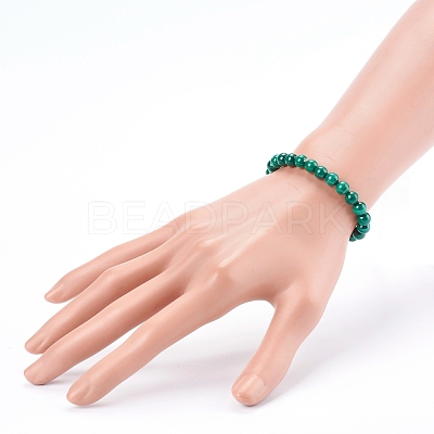 Natural Malachite Beaded Stretch Bracelets BJEW-JB05991-1