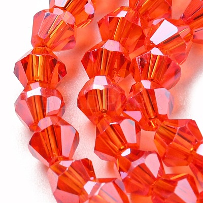 Transparent Electroplate Glass Beads Strands GLAA-F029-4mm-C14-1