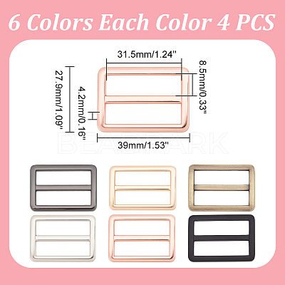 24Pcs 6 Colors Alloy Slider Buckles FIND-WR0010-73-1