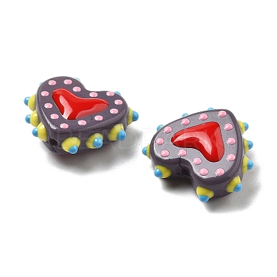 Painted Glass Beads Bumpy Beads Heart X-LAMP-V001-07A-1