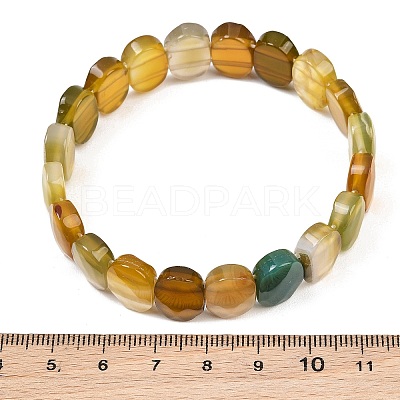 Dyed & Heated Natural Agate Oval Beaded Stretch Bracelet G-E010-01-29-1