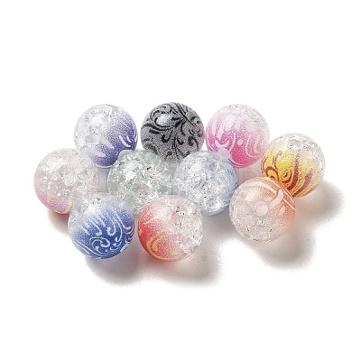 Duotone Spray Painted Crackle Acrylic Beads X-OACR-G029-02-1