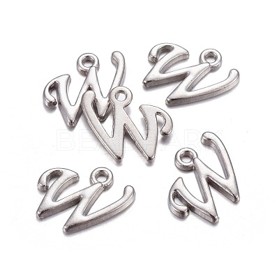 Platinum Plated Alloy Letter Pendants PALLOY-J718-01P-W-1