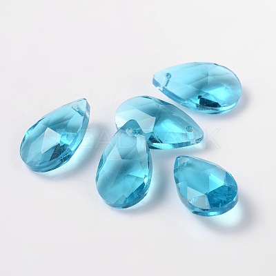 Faceted Teardrop Glass Pendants GLAA-O008-A05-1