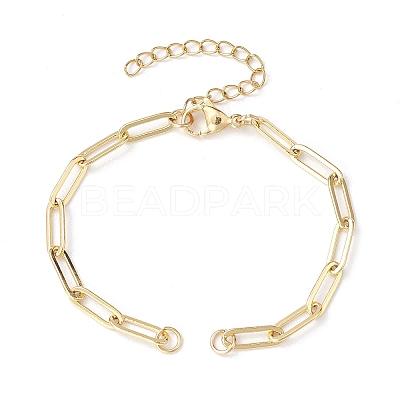 Brass Paperclip Chains Links Bracelet Making AJEW-JB01217-1