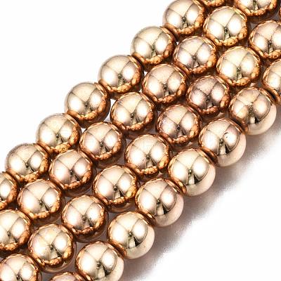 Electroplate Non-magnetic Synthetic Hematite Bead Strands G-Q466-8mm-04-1