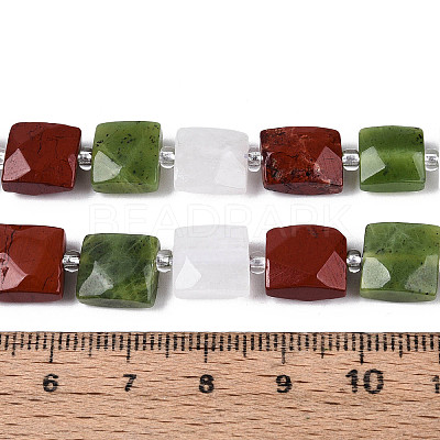 Natural Canada Jade & Red Jasper & Rainbow Moonstone Beads Strands G-T144-18A-01-1