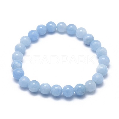 Natural & Dyed White Jade Bead Stretch Bracelets X-BJEW-K212-A-018-1