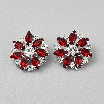 1-Hole Alloy Rhinestone Shank Buttons BUTT-WH0012-20-1