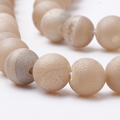 Electroplate Natural Druzy Geode Weathered Agate Beads Strands G-S284-8mm-09-1