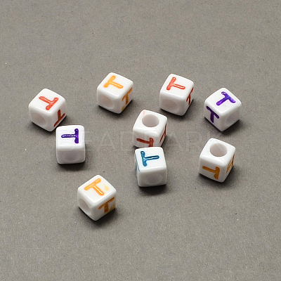 Large Hole Colorful Acrylic Letter European Beads SACR-Q104-02T-1