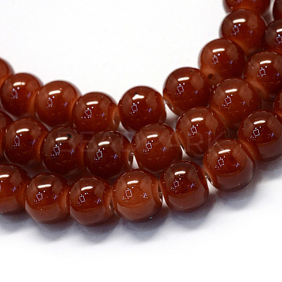 Baking Paint Imitation Jade Glass Round Bead Strands DGLA-Q021-6mm-11-1