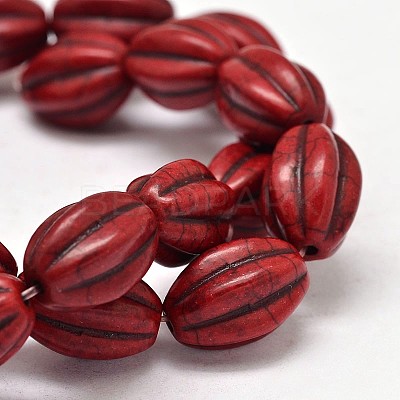 Oval Synthetic Turquoise Melon Bead Strands X-G-M150-04-1