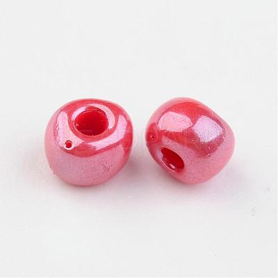 6/0 Opaque Colors Lustered Round Glass Seed Beads X-SEED-A012-4mm-125B-1