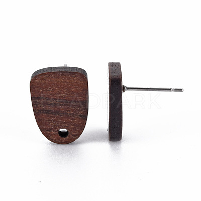 Walnut Wood Stud Earring Findings WOOD-S054-46-1