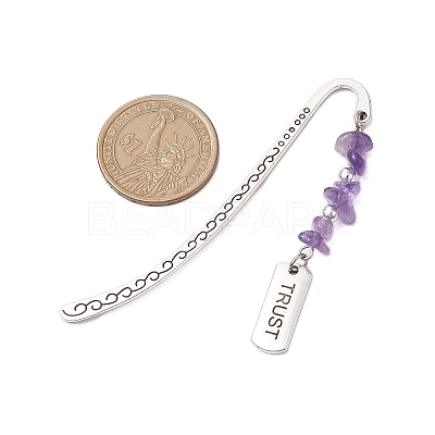 8Pcs 8 Styles Natural & Synthetic Gemstone Chip & Rectangle with Inspirational Word Bookmarks AJEW-JK00344-1