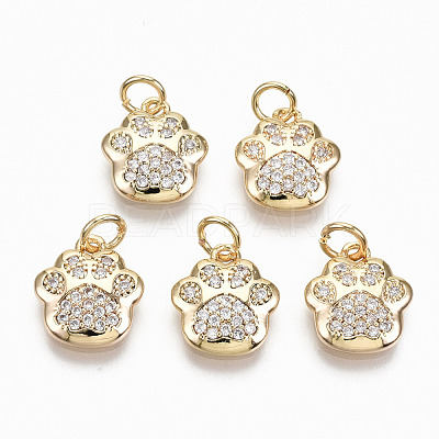 Brass Micro Pave Clear Cubic Zirconia Charms RJEW-T063-38G-NF-1