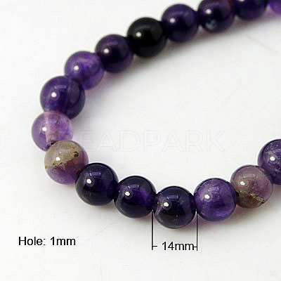 Natural Amethyst Beads Strands G-G099-14mm-1-1