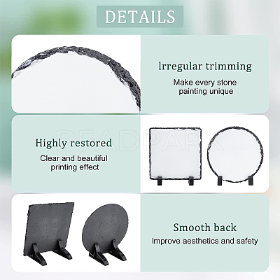 2 Sets 2 Style Sublimation Blank Natural Slate Rock Stone Plate AJEW-FH0003-50-1
