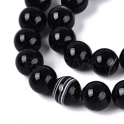 Natural Banded Agate Beads Strands G-Q608-18A-1