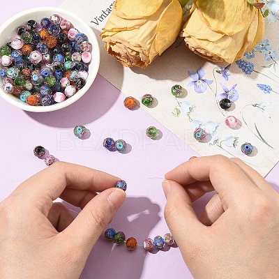 20Pcs Handmade Silver Foil Glass Lampwork Beads LAMP-YW0001-77-1
