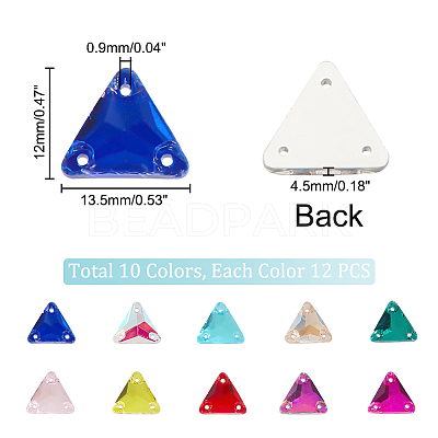 100Pcs 10 Colors Triangle Shape Sew on Rhinestone GLAA-GA0001-59-1