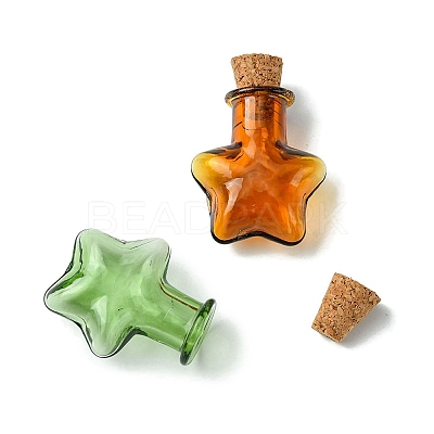 10Pcs 5 Colors Mini High Borosilicate Glass Bottle Bead Containers GLAA-FS0001-70-1