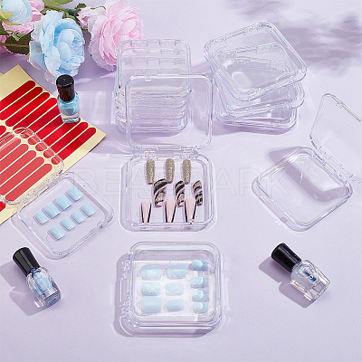 20Pcs Transparent Plastic Nail Art Tool Storage Box CON-BC0007-03D-1