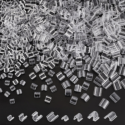 800Pcs 4 Style Transparent AS Plastic Base Buckle Hair Findings FIND-NB0004-37-1