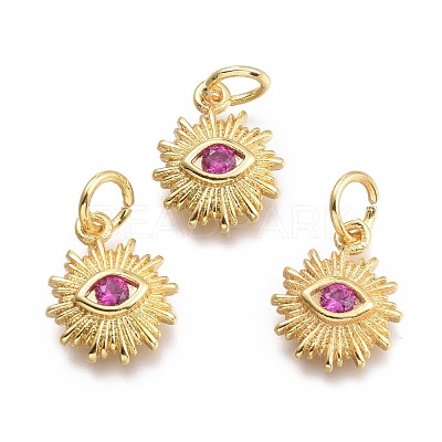 Brass Micro Pave Cubic Zirconia Pendants KK-P187-16-G-1