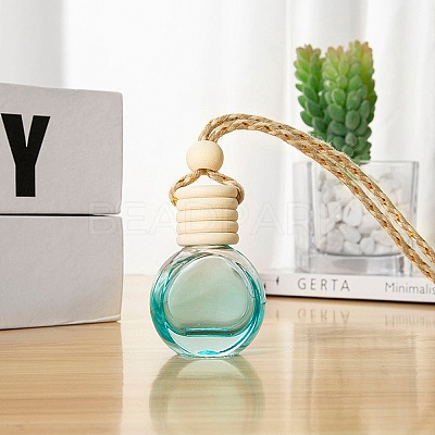 Empty Glass Perfume Bottle Pendants with Wood Cap PW-WG32648-03-1