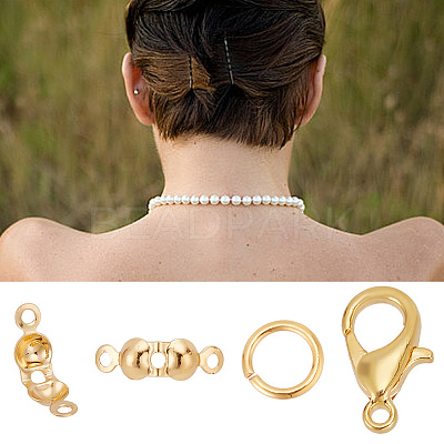 30Pcs Brass Lobster Claw Clasps with 30Pcs Open Jump Rings & 30Pcs Bead Tips KK-GO0001-13-1