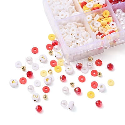 DIY Letter & Imitation Pearl & Heishi Beads Bracelet Making Kit DIY-YW0005-23E-1