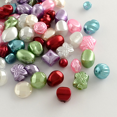 Mixed ABS Plastic Imitation Pearl Beads MACR-R546-20-1