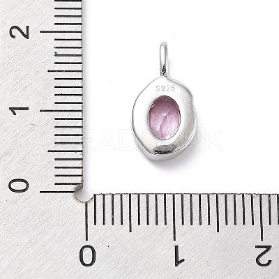 925 Sterling Silver Cubic Zirconia Oval Charms STER-S006-01S-J-1