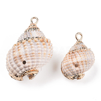 Electroplated Natural Spiral Shell Pendants SSHEL-T009-16-A01-1