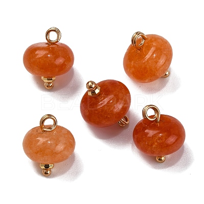 Natural White Jade Dyed Saucer Charms with Rack Plating Golden Tone Brass Bails KK-B103-17B-05-1