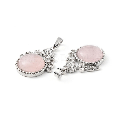 Natural Rose Quartz Pendants G-P498-01P-02-1