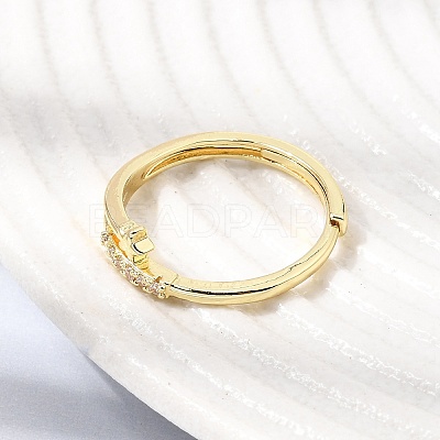 Brass Micro Pave Clear Cubic Zirconia Finger Rings for Women CU-CBAE7DF-12G-01-1