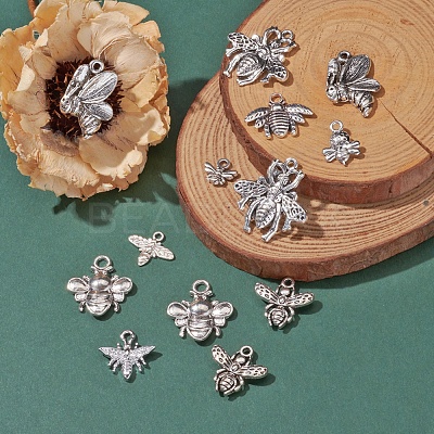 100Pcs 10 Style Tibetan Style Alloy Pendants TIBEP-CJ0001-76-1