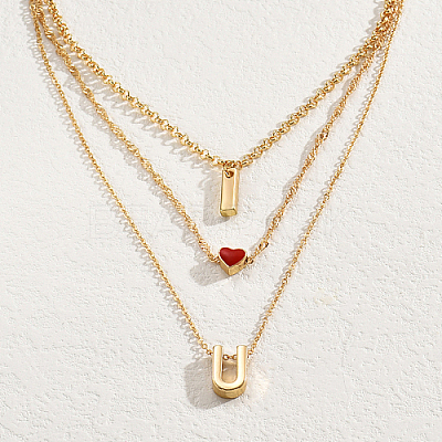 Iron Cable Chains 3 Layer Necklaces AX4550-1