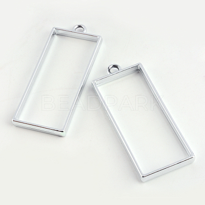 Rack Plating Alloy Rectangle Open Back Bezel Pendants PALLOY-S047-11D-FF-1